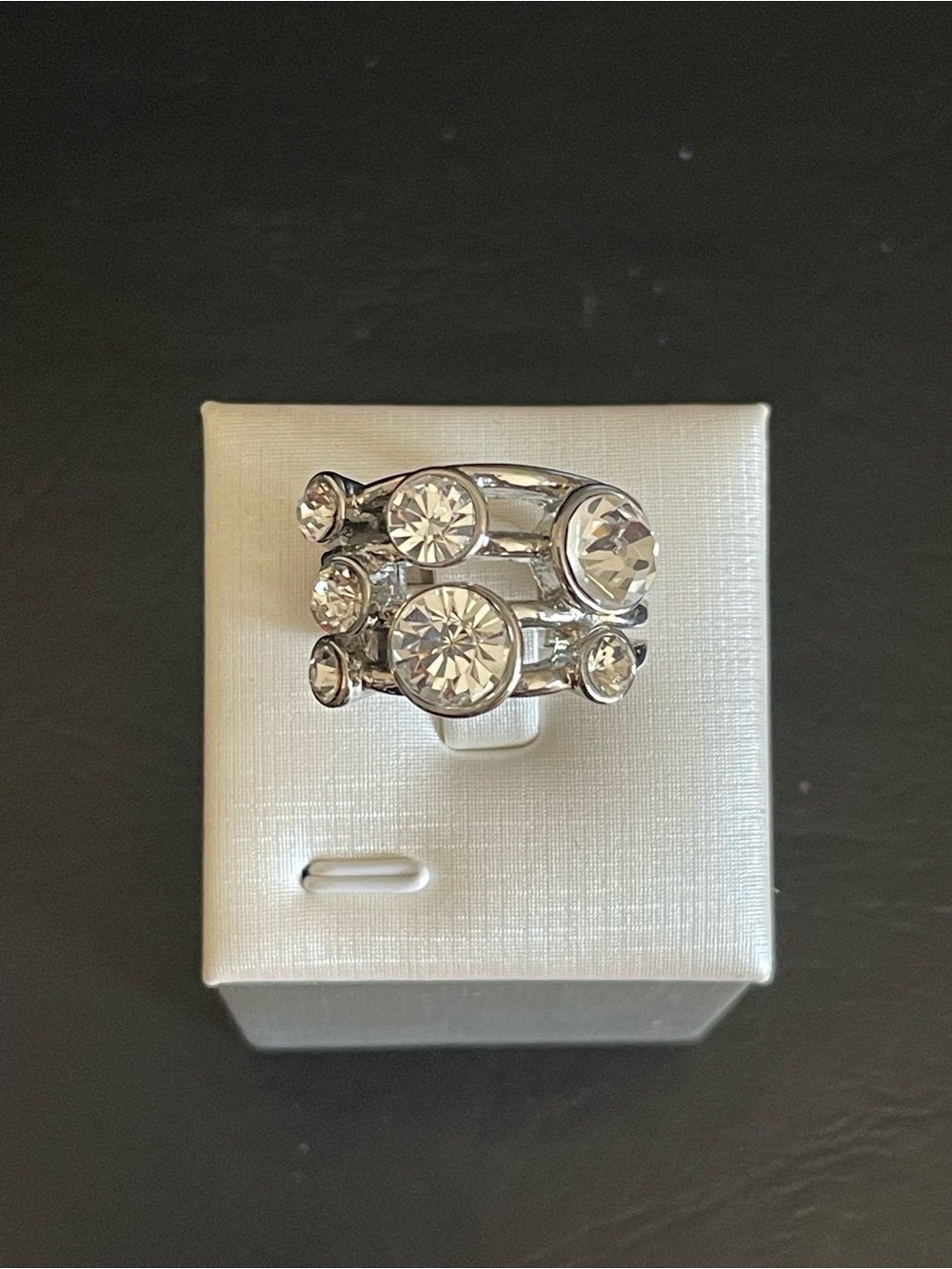 Vintage Spring Street clear crystal ring.